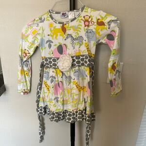 Ann Loren Kids Blouse with Animal Print in Pink, Yellow, and Gray